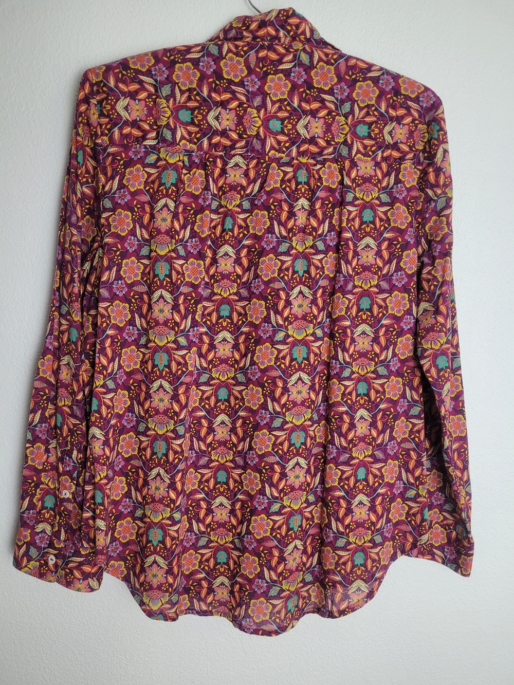 Sundance Floral Button-Front Shirt in Purple Yellow/orange and Teal - Picture 6 of 16